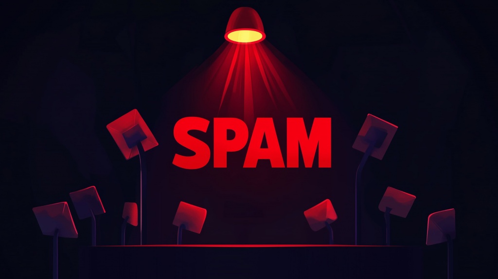 Слово «SPAM» с направленным на него красным светом: тошнота текста Слово «SPAM» с направленным на него красным светом: тошнота текста